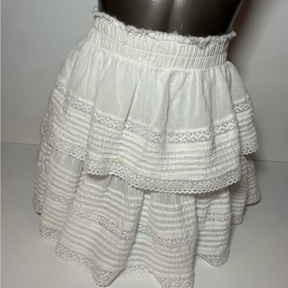 Aerie White Tiered A-Line Skirt size XL